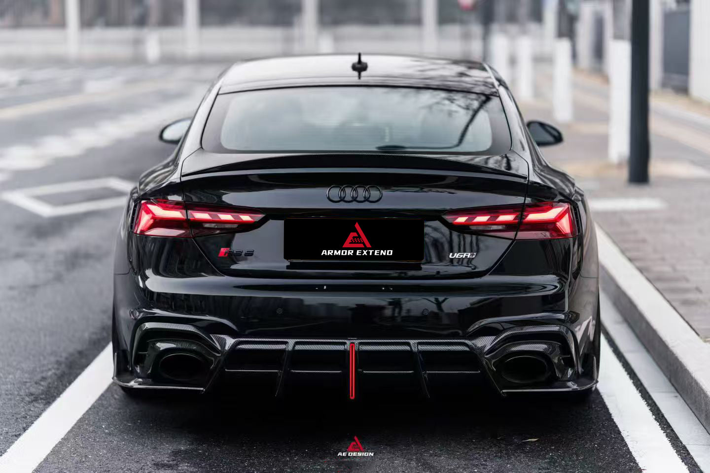 Audi RS5 B9.5 2020 2021 2022 2023 2024 2025 with Aftermarket Parts - AE V2 Style Rear Diffuser & Canards Dry Pre-preg Carbon Fiber from ArmorExtend