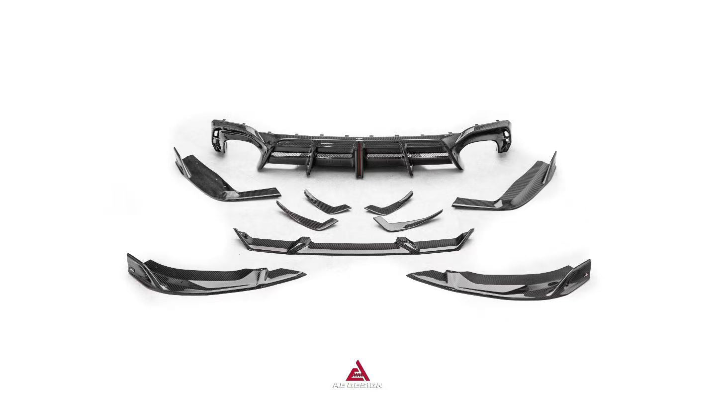 Audi RS5 B9.5 2020 2021 2022 2023 2024 2025 with Aftermarket Parts - AE V2 Style Front Canards Dry Pre-preg Carbon Fiber from ArmorExtend