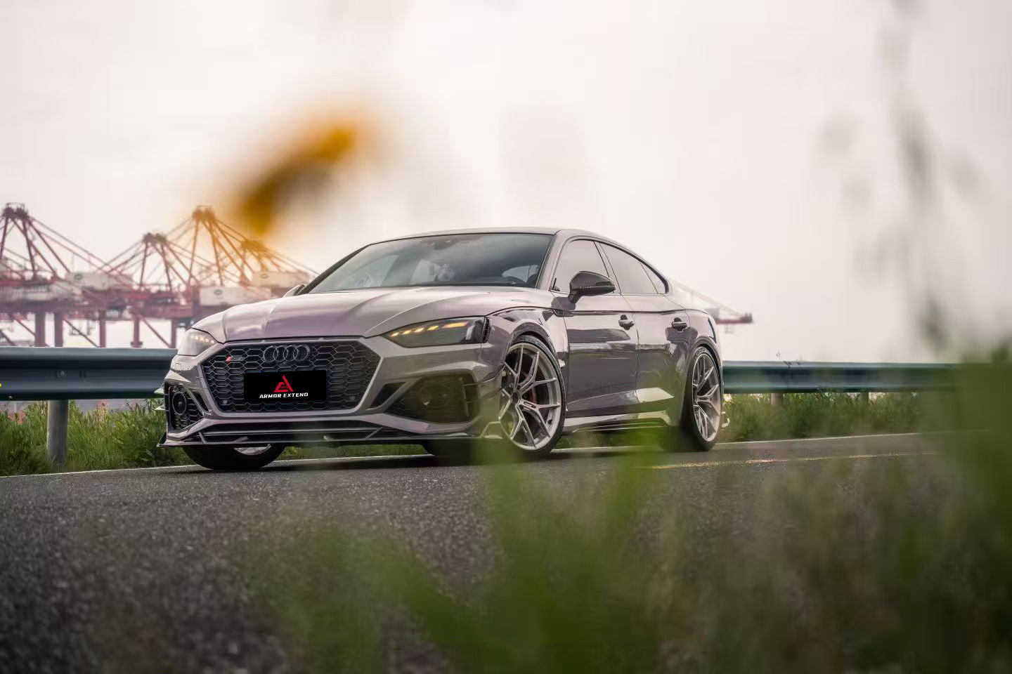Audi RS5 B9.5 2020 2021 2022 2023 2024 2025 with Aftermarket Parts - AE V2 Style Front Canards Dry Pre-preg Carbon Fiber from ArmorExtend