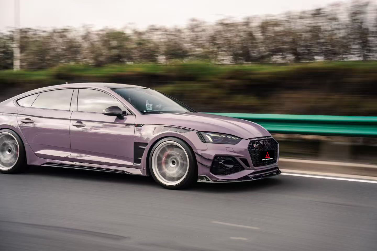 Audi RS5 B9.5 2020 2021 2022 2023 2024 2025 with Aftermarket Parts - AE V2 Style Front Canards Dry Pre-preg Carbon Fiber from ArmorExtend