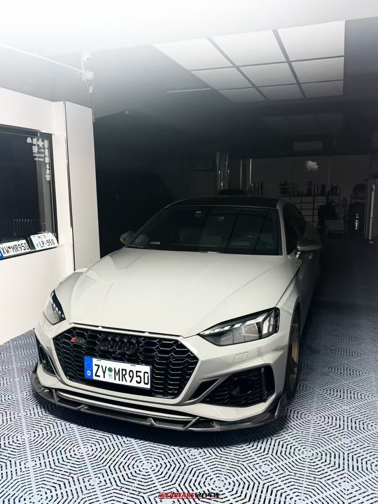 Audi RS5 B9.5 2020 2021 2022 2023 2024 2025 with Aftermarket Parts - AE V2 Style Front Lip Dry Pre-preg Carbon Fiber from ArmorExtend