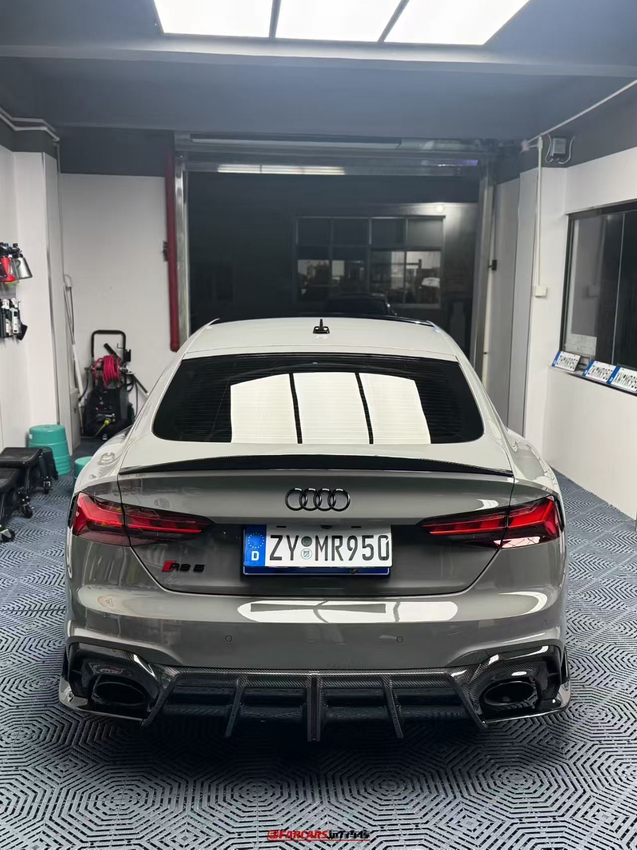 Audi RS5 B9.5 2020 2021 2022 2023 2024 2025 with Aftermarket Parts - AE V2 Style Rear Diffuser & Canards Dry Pre-preg Carbon Fiber from ArmorExtend