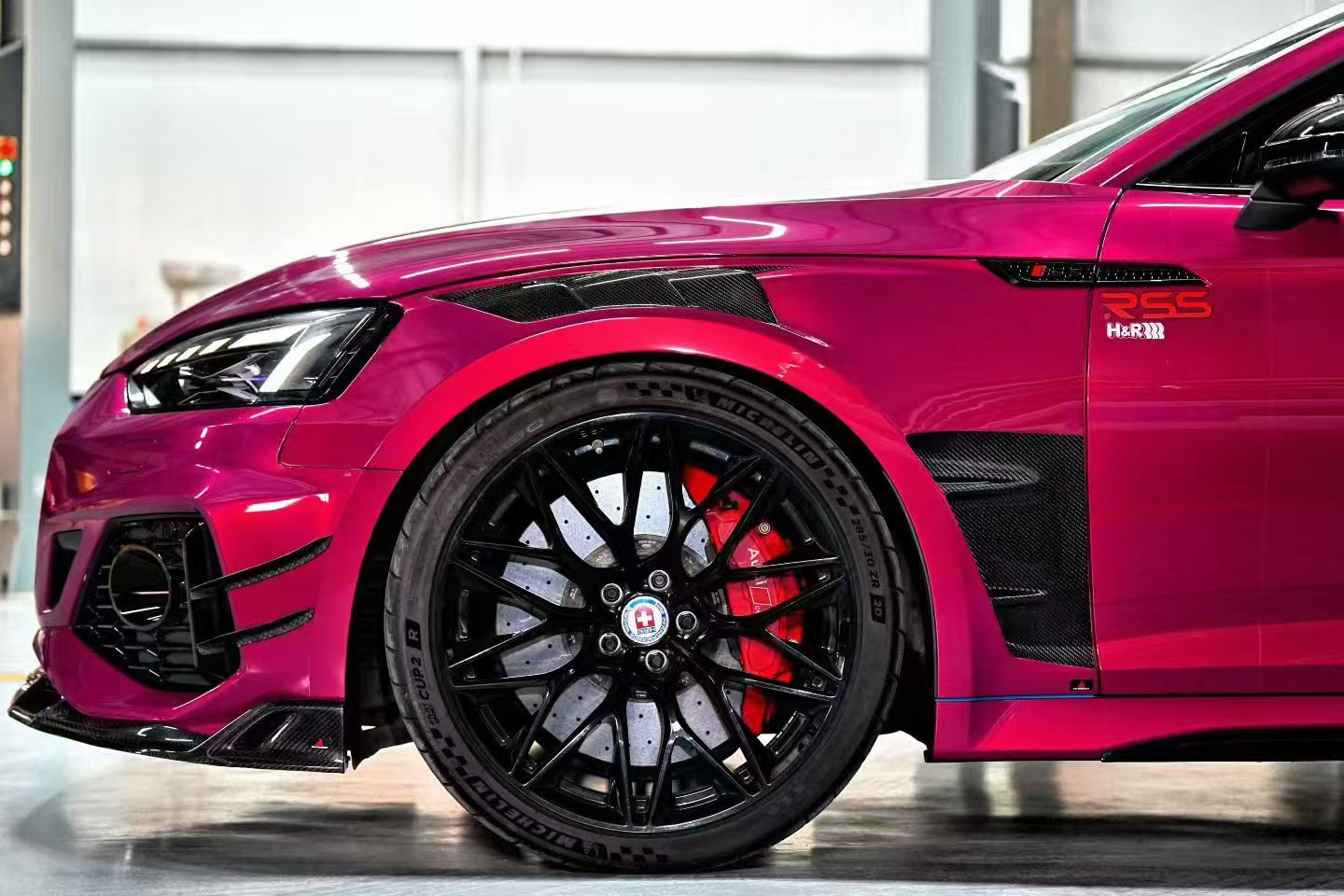 Audi RS5 B9.5 2020 2021 2022 2023 2024 2025 with Aftermarket Parts - AE V2 Style Front Lip Dry Pre-preg Carbon Fiber from ArmorExtend