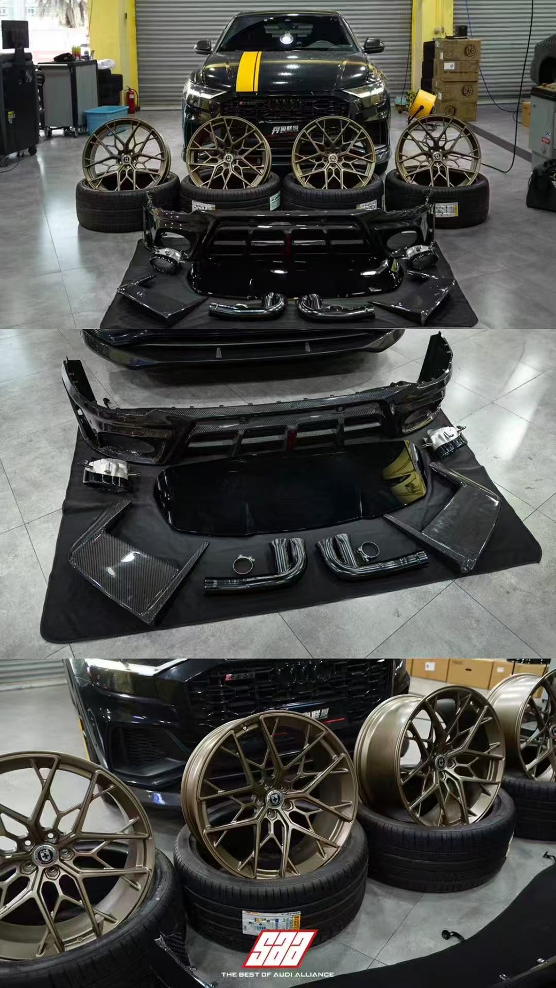 Audi RSQ8 2021 2022 2023 2024 SQ8 Q8 (requires you to upgrade the exhaust tips to RSQ8 version) 2020 2021 2022 2023 2024 with Aftermarket Parts - AE Rear Diffuser Pre-Preg Carbon Fiber from ArmorExtend