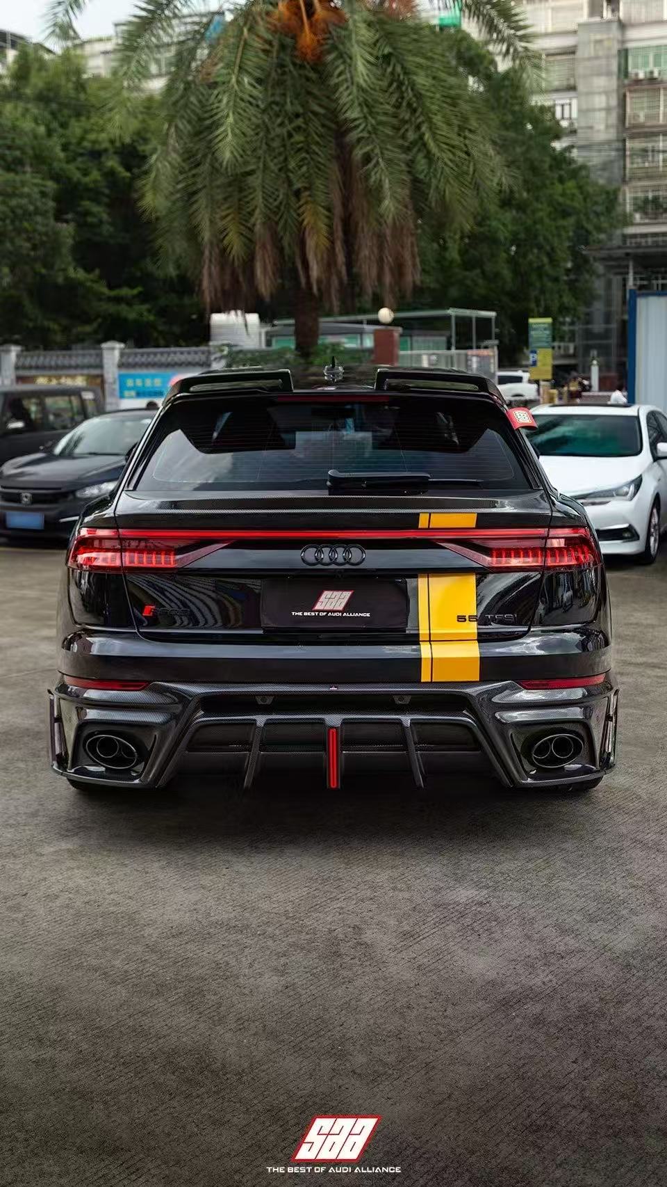 Audi RSQ8 2021 2022 2023 2024 SQ8 Q8 (requires you to upgrade the exhaust tips to RSQ8 version) 2020 2021 2022 2023 2024 with Aftermarket Parts - AE Rear Diffuser Pre-Preg Carbon Fiber from ArmorExtend