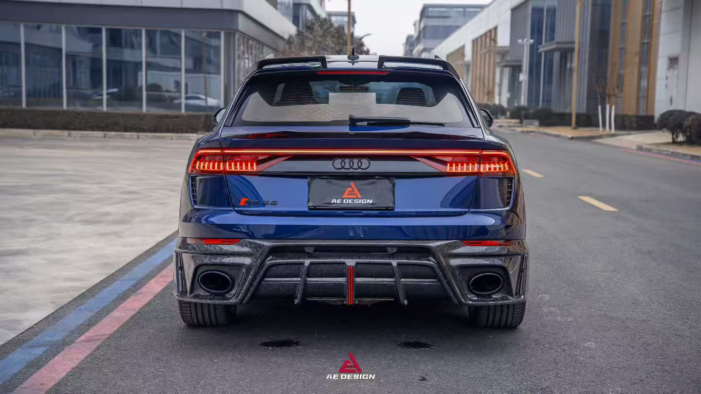 Audi Q8 SQ8 RSQ8 2020 2021 2022 2023 2024 with Aftermarket Parts - AE Rear Spoiler Carbon Fiber from ArmorExtend
