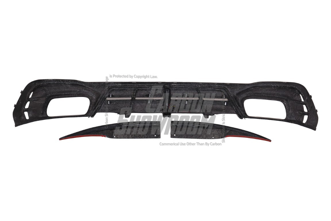 Audi S4 / A4 (With S-line Bumper) B9.5 2020 2021 2022 2023 2024 with Aftermarket Parts - AE / Plustic Style Rear Diffuser & Canards Carbon Fiber / ABS