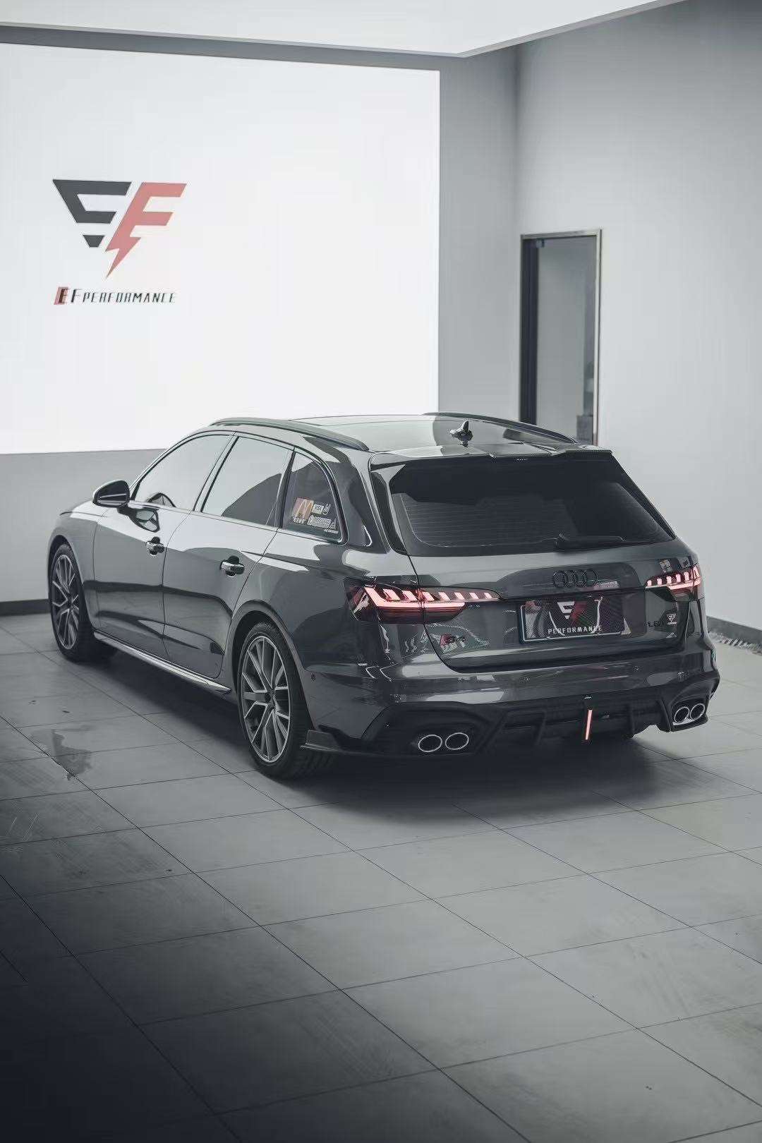 Audi S4 / A4 (With S-line Bumper) B9.5 2020 2021 2022 2023 2024 with Aftermarket Parts - AE / Plustic Style Rear Diffuser & Canards Carbon Fiber / ABS