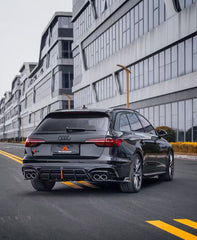 Audi S4 / A4 (With S-line Bumper) B9.5 2020 2021 2022 2023 2024 with Aftermarket Parts - AE / Plustic Style Rear Diffuser & Canards Carbon Fiber / ABS