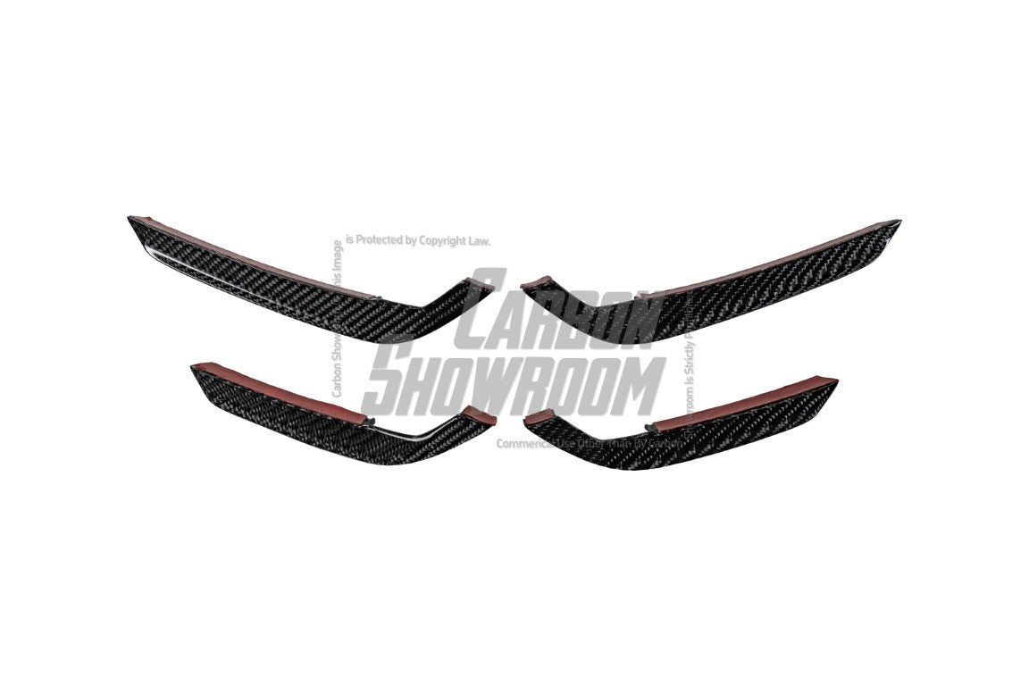 Audi S4 / A4 (With S-line Bumper) B9.5 2020 2021 2022 2023 2024 with Aftermarket Parts - AE Style Front Canards Carbon Fiber from ArmorExtend