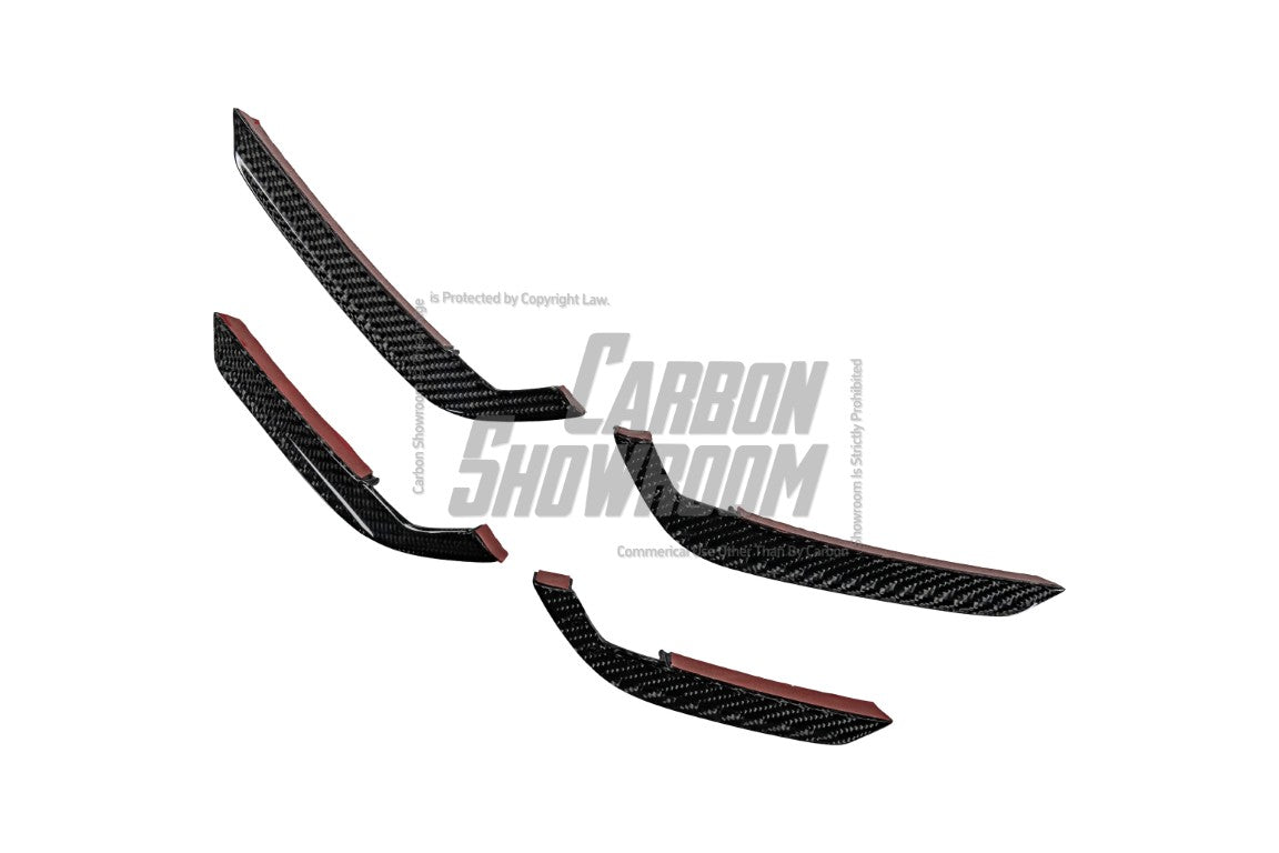 Audi S4 / A4 (With S-line Bumper) B9.5 2020 2021 2022 2023 2024 with Aftermarket Parts - AE Style Front Canards Carbon Fiber from ArmorExtend