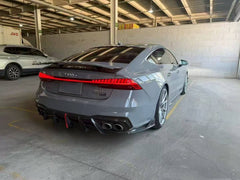 Audi S7 A7 (with S-bumper) C8 2019-ON with Aftermarket Parts - AE ART Rear Diffuser & Canards Dry Pre-preg Carbon Fiber from ArmorExtend