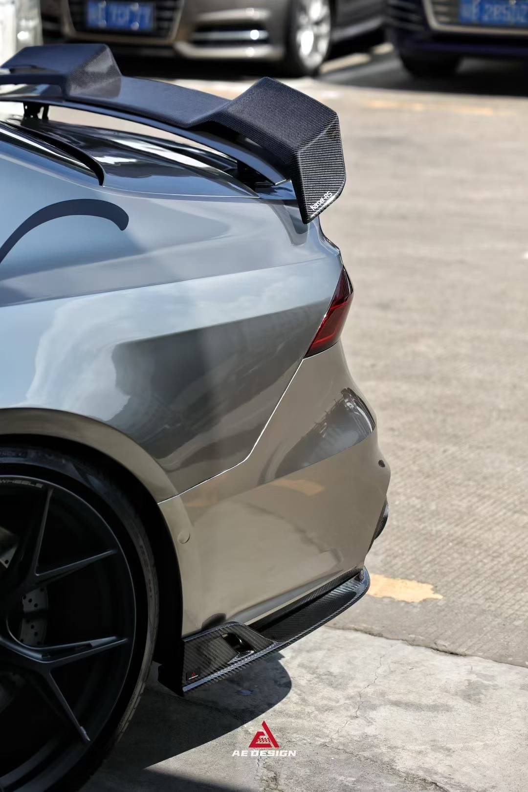 Audi S7 A7 (with S-bumper) C8 2019-ON with Aftermarket Parts - AE ART Rear Diffuser & Canards Dry Pre-preg Carbon Fiber from ArmorExtend