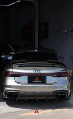 Audi S7 A7 (with S-bumper) C8 2019-ON with Aftermarket Parts - AE ART Rear Diffuser & Canards Dry Pre-preg Carbon Fiber from ArmorExtend