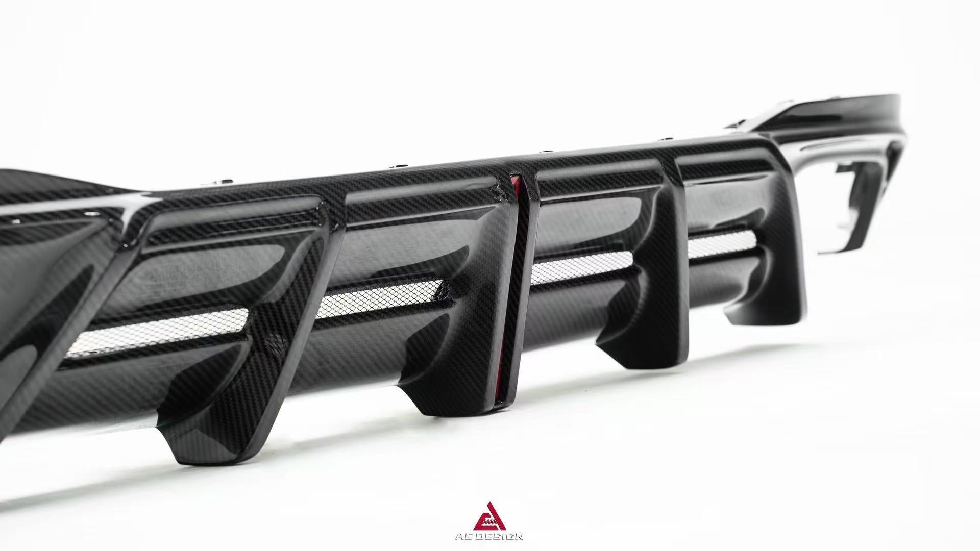 Audi S7 A7 (with s-line bumper) C8 2019-ON with Aftermarket Parts - AE ART Rear Diffuser & Canards Carbon Fiber from Armorextend
