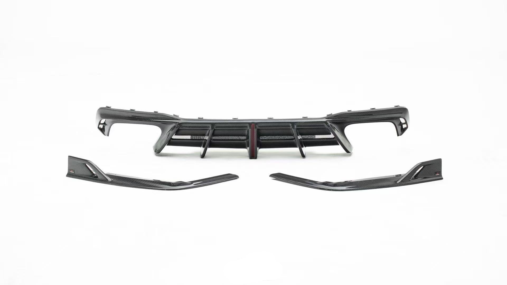 Audi S7 A7 (with s-line bumper) C8 2019-ON with Aftermarket Parts - AE ART Rear Diffuser & Canards Carbon Fiber from Armorextend

