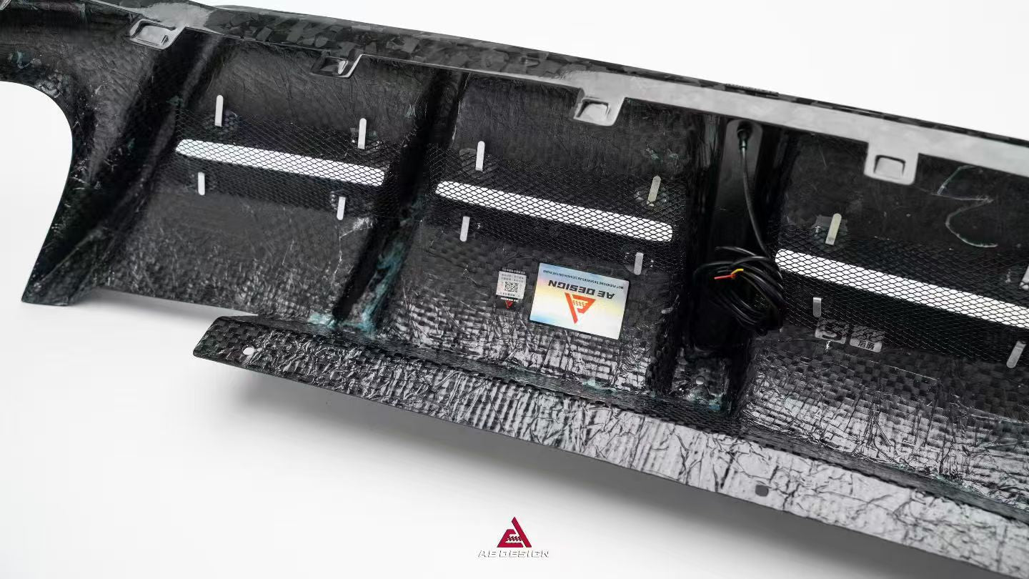 Audi S7 A7 (with S-bumper) C8 2019-ON with Aftermarket Parts - AE ART Rear Diffuser & Canards Dry Pre-preg Carbon Fiber from ArmorExtend