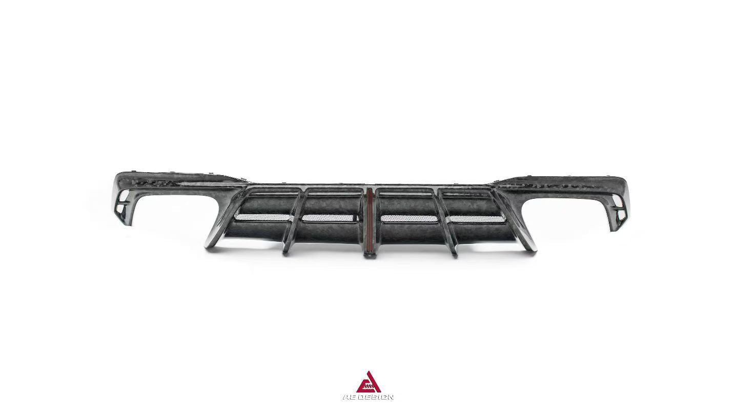 Audi S7 A7 (with S-bumper) C8 2019-ON with Aftermarket Parts - AE ART Rear Diffuser & Canards Dry Pre-preg Carbon Fiber from ArmorExtend