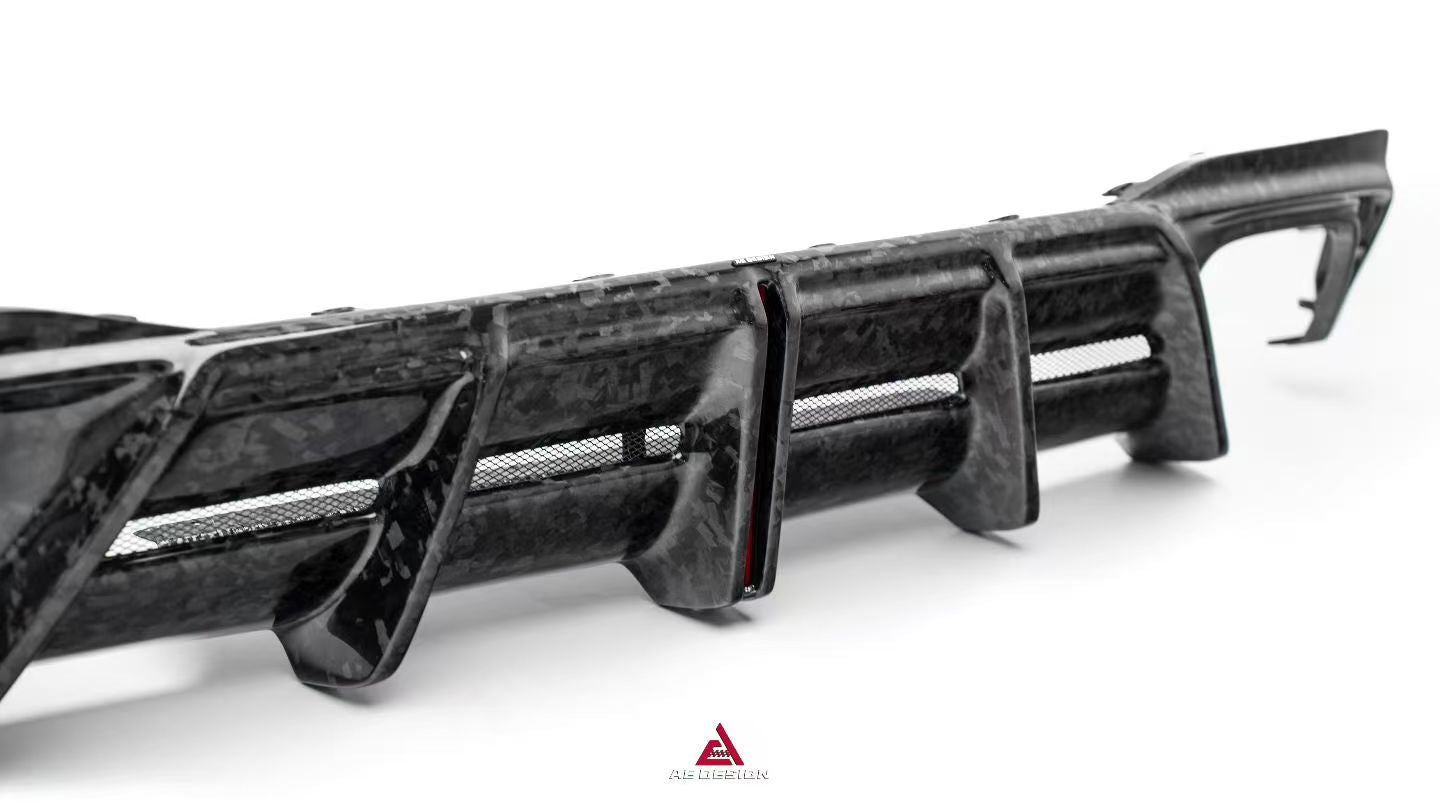 Audi S7 A7 (with S-bumper) C8 2019-ON with Aftermarket Parts - AE ART Rear Diffuser & Canards Dry Pre-preg Carbon Fiber from ArmorExtend