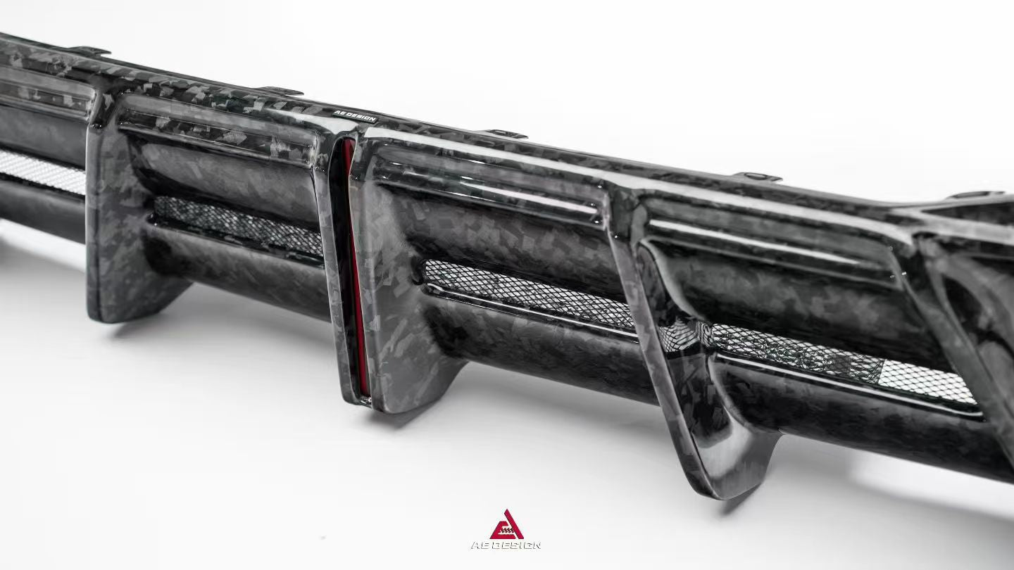 Audi S7 A7 (with S-bumper) C8 2019-ON with Aftermarket Parts - AE ART Rear Diffuser & Canards Dry Pre-preg Carbon Fiber from ArmorExtend