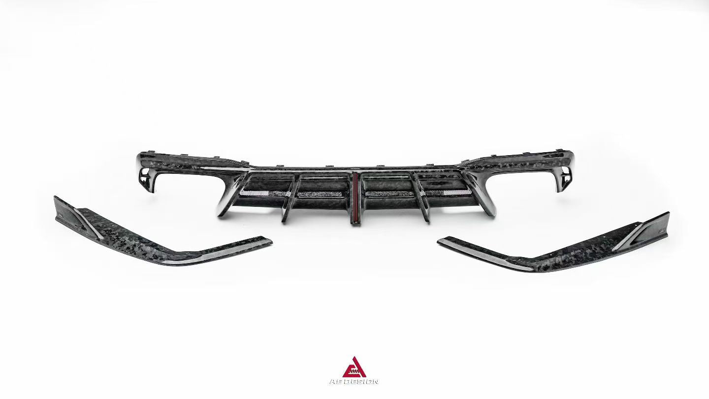 Audi S7 A7 (with S-bumper) C8 2019-ON with Aftermarket Parts - AE ART Rear Diffuser & Canards Dry Pre-preg Carbon Fiber from ArmorExtend