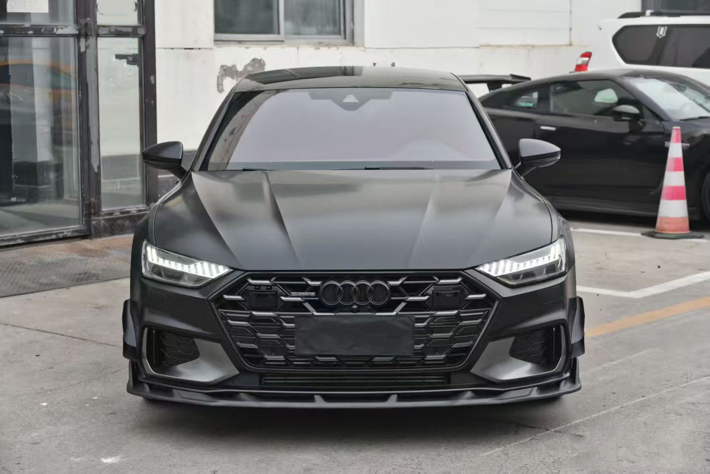 Audi S7 A7 (with S-bumper) C8 2019-ON with Aftermarket Parts - ART V2 Style Front Canards Dry Pre-preg Carbon Fiber from ArmorExtend