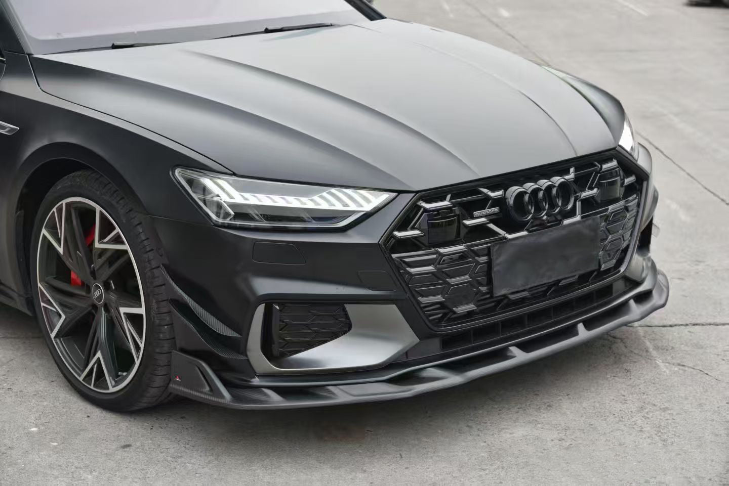 Audi S7 A7 (with S-bumper) C8 2019-ON with Aftermarket Parts - ART V2 Style Front Canards Dry Pre-preg Carbon Fiber from ArmorExtend