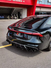 Audi S7 A7 (with S-bumper) C8 2019-ON with Aftermarket Parts - AE ART Rear Diffuser & Canards Dry Pre-preg Carbon Fiber from ArmorExtend