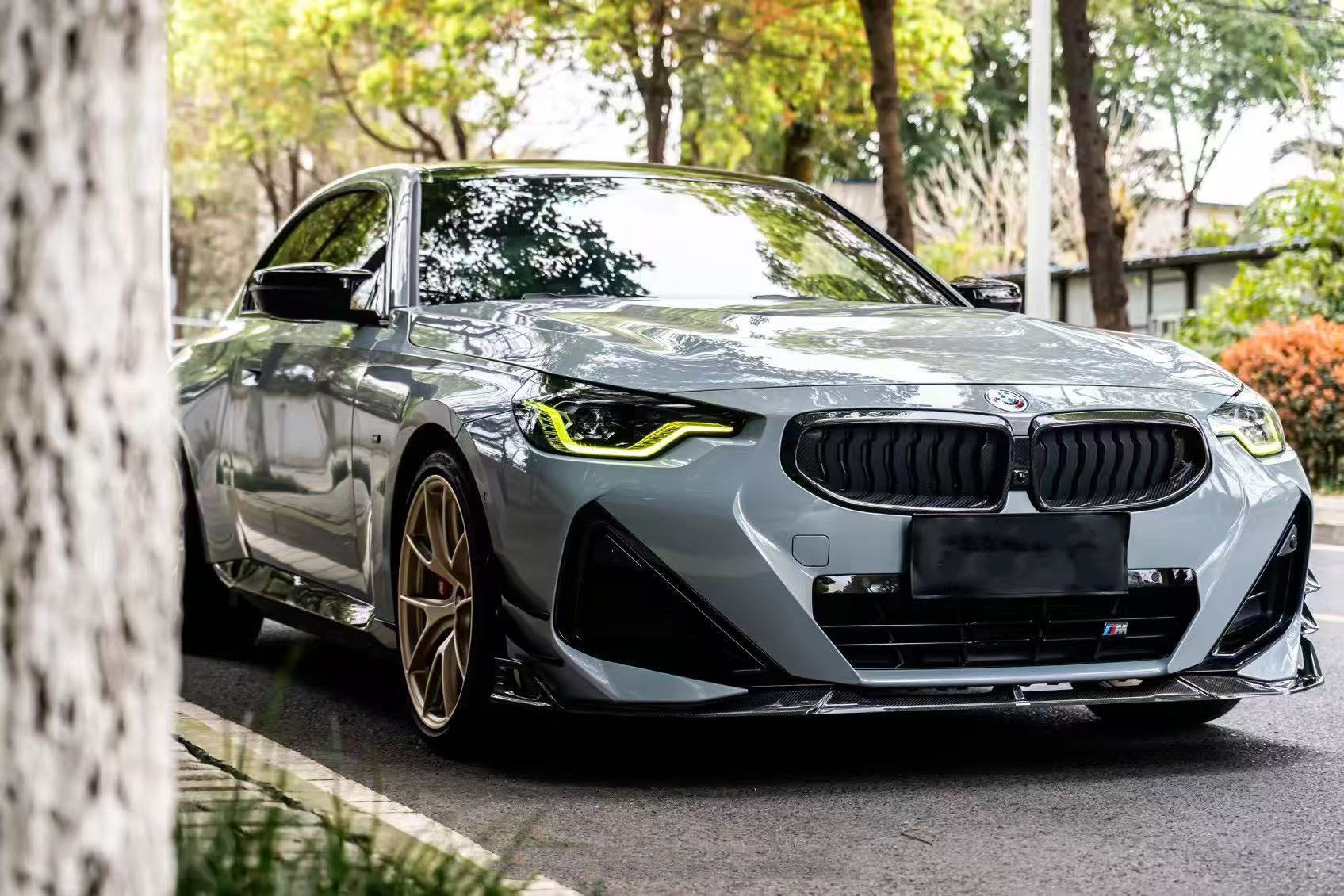 BMW 2 Series G42 230i (With M-Package Bumper) M240i 2022 2023 2024 with Aftermarket Parts - AE Style Front Canards?Carbon Fiber?from ArmorExtend