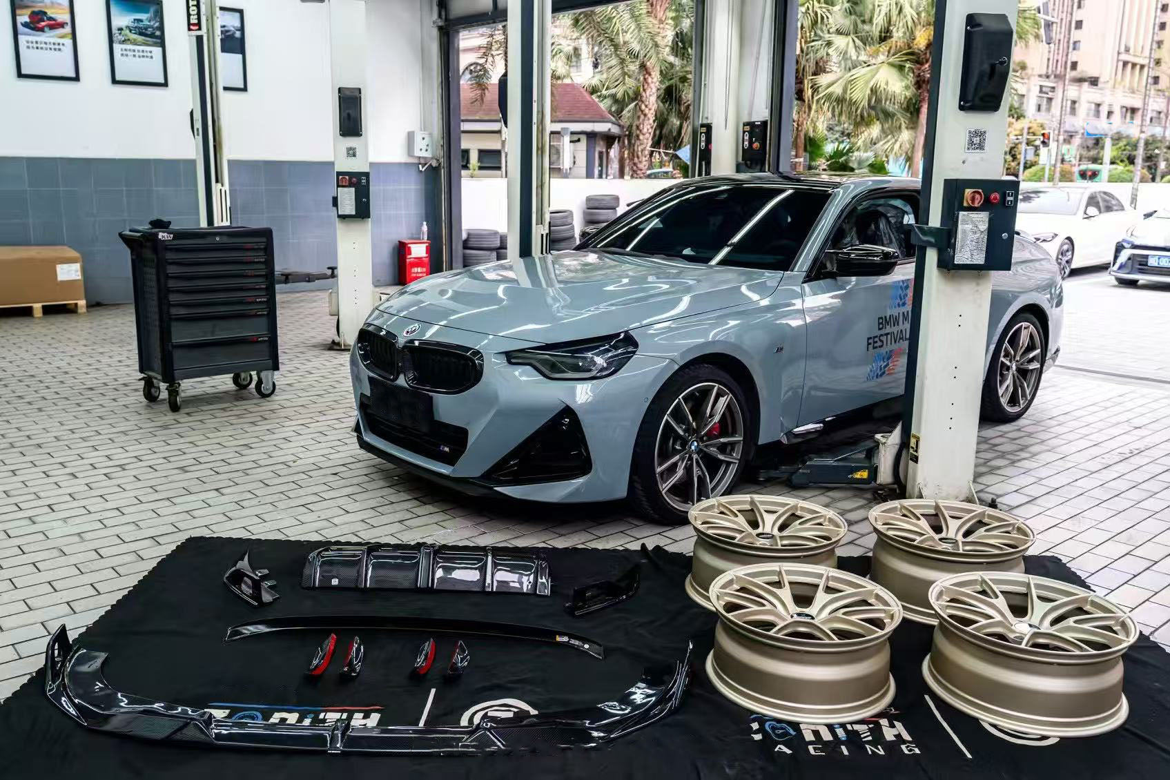 BMW 2 Series G42 230i (With M-Package Bumper) M240i 2022 2023 2024 with Aftermarket Parts - AE Style Front Canards?Carbon Fiber?from ArmorExtend