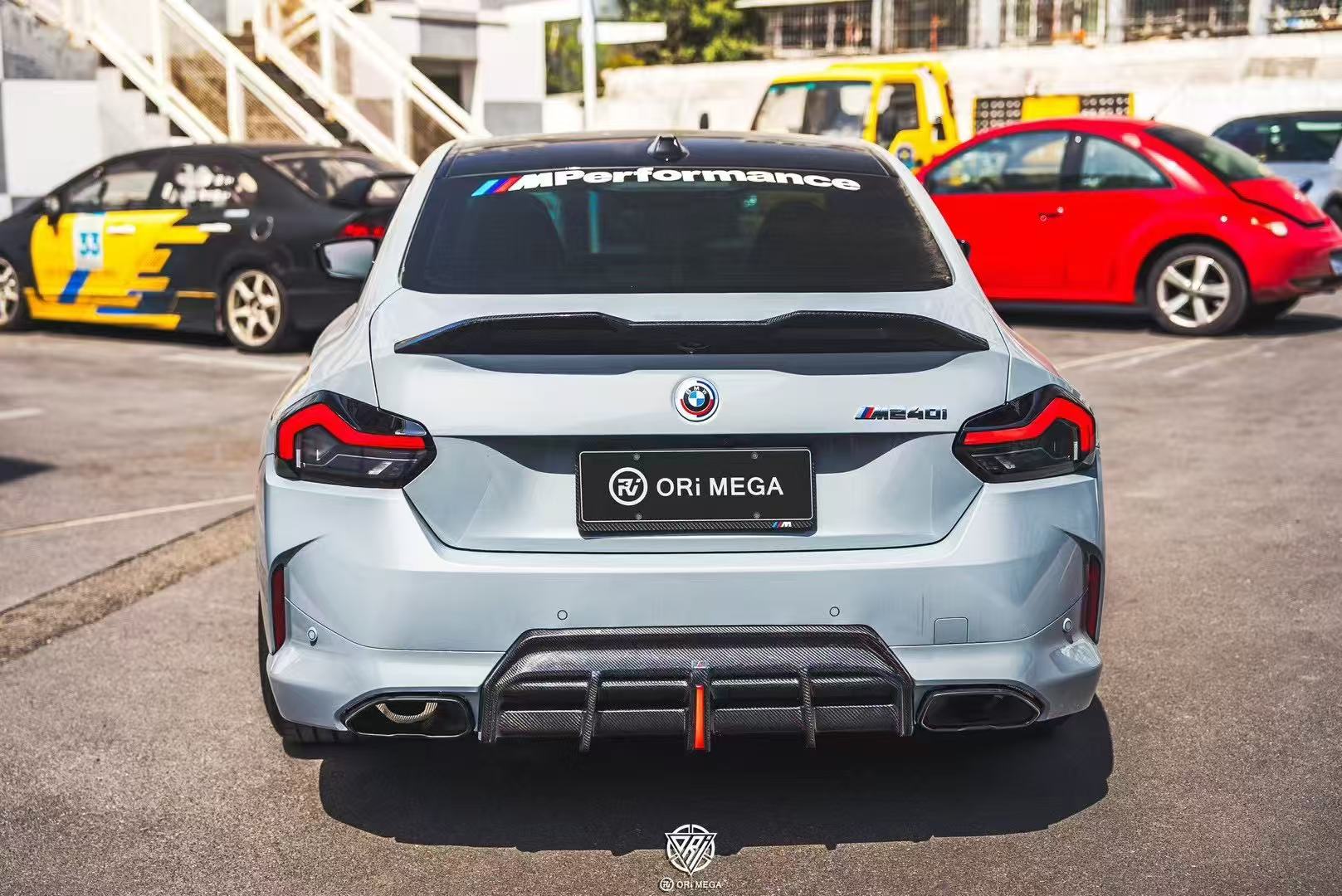 BMW 2 Series G42 230i (With M-Package Bumper) M240i 2022 2023 2024 with Aftermarket Parts - AE Style Rear Diffuser & Canards Carbon Fiber from ArmorExtend