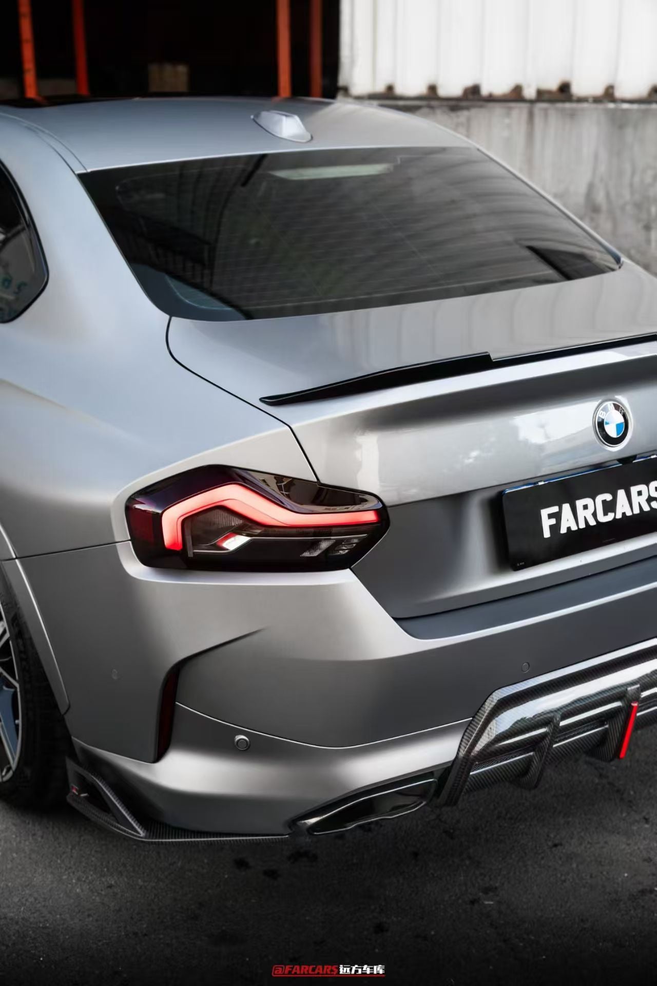 BMW 2 Series G42 230i (With M-Package Bumper) M240i 2022 2023 2024 with Aftermarket Parts - AE Style Rear Diffuser & Canards Pre-preg Carbon Fiber from ArmorExtend