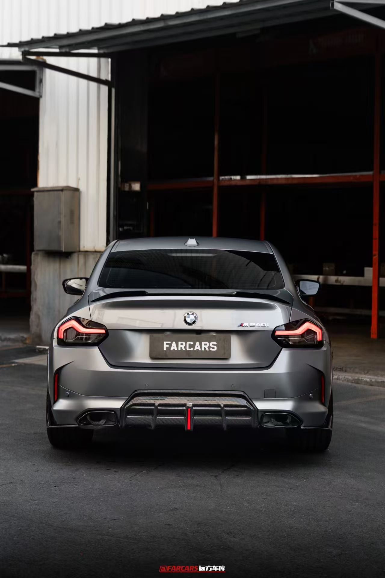 BMW 2 Series G42 230i (With M-Package Bumper) M240i 2022 2023 2024 with Aftermarket Parts - AE Style Rear Diffuser & Canards Pre-preg Carbon Fiber from ArmorExtend