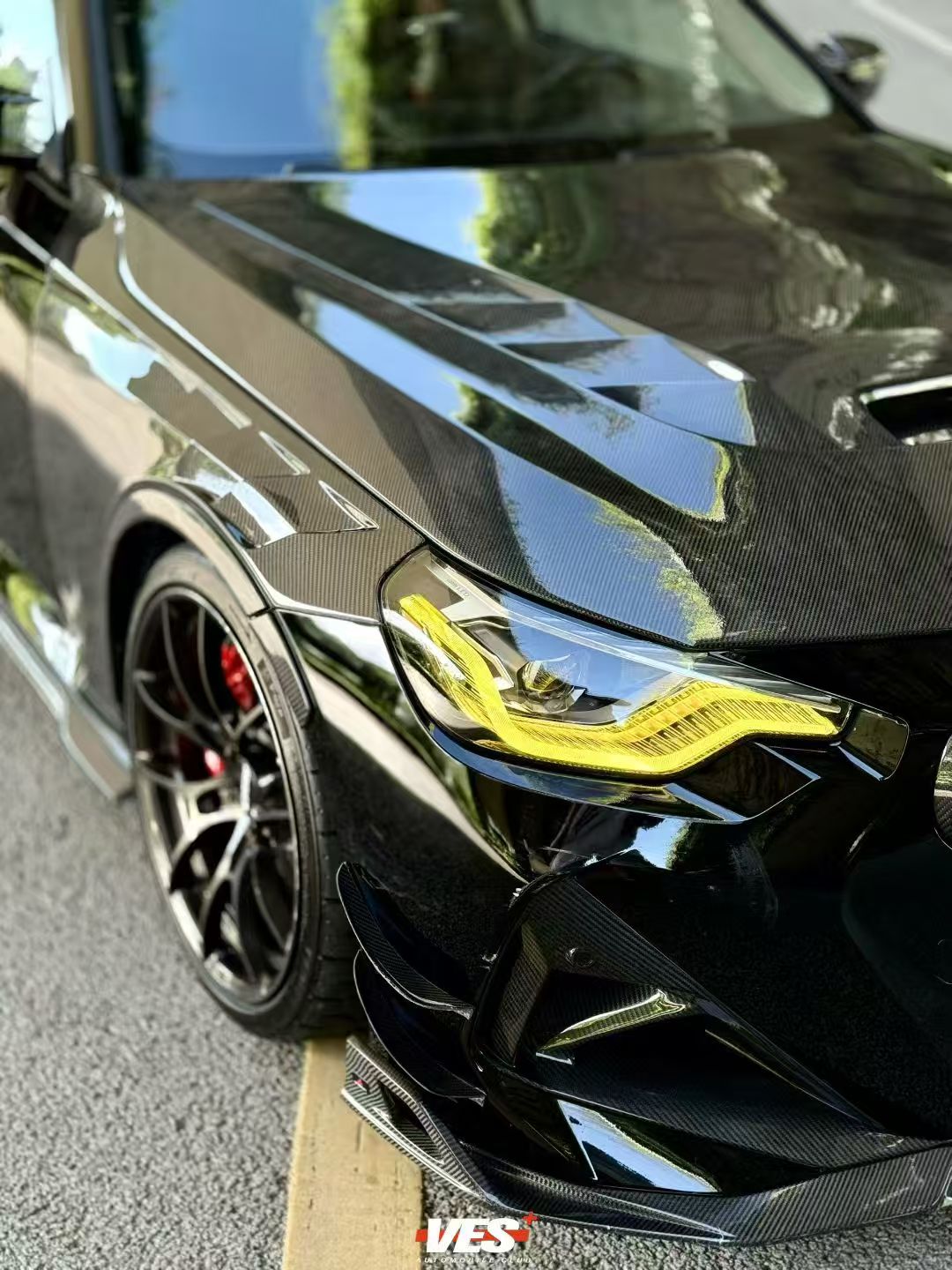 BMW M2 / C G87 2023 2024 &amp; 2 Series 230i M240i G42 2022 2023 2024 with Aftermarket Parts - AE Style Hood Bonnet Double-sided Carbon Fiber from ArmorExtend