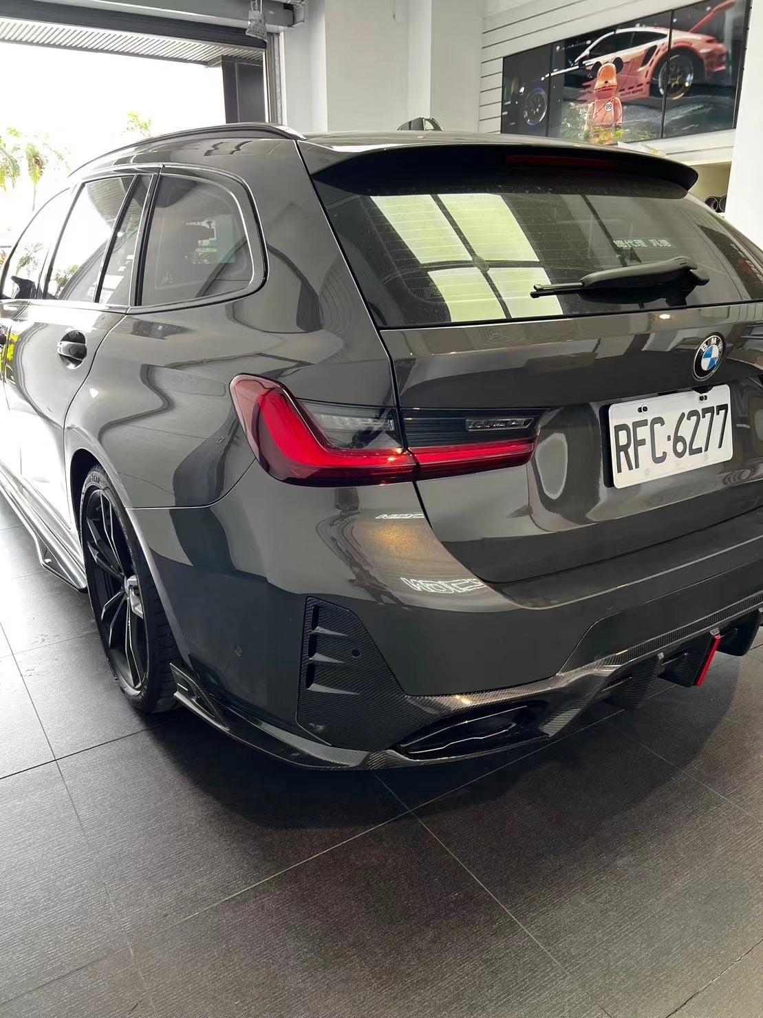 Upgrade Your BMW 3 Series 330i (With M-Package Bumper,Does not fit base model) M340i LCI G20 G21 2023-ON with Aftermarket Parts - AE V2 Style Carbon Fiber Rear Diffuser & Canards from ArmorExtend