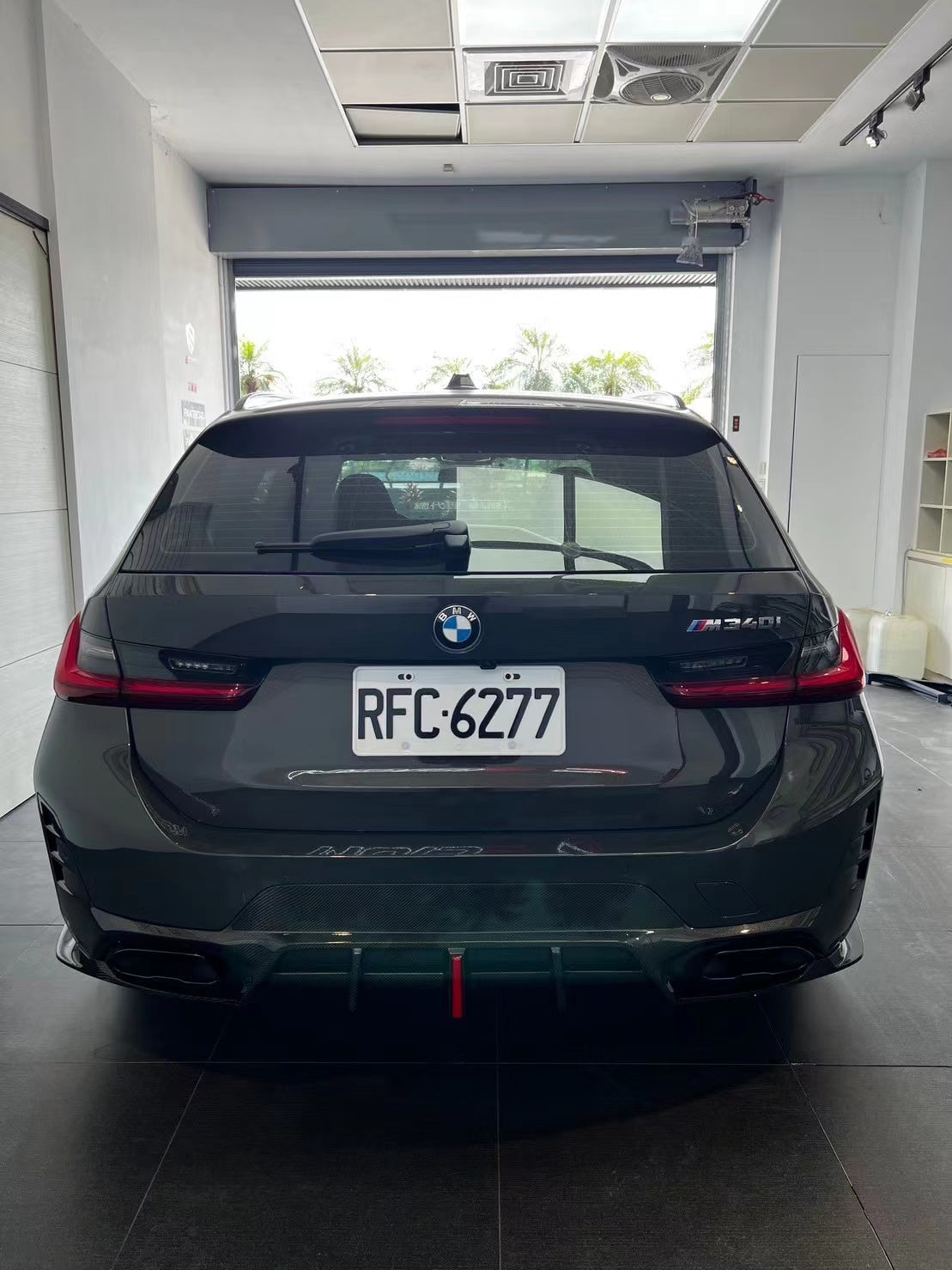 BMW 3 Series 330i (With M-Package Bumper, does not fit base model) M340i LCI G20 G21 2023 2024 2025 with Aftermarket Parts - AE V2 Style Rear Diffuser & Canards Carbon Fiber from?ArmorExtend