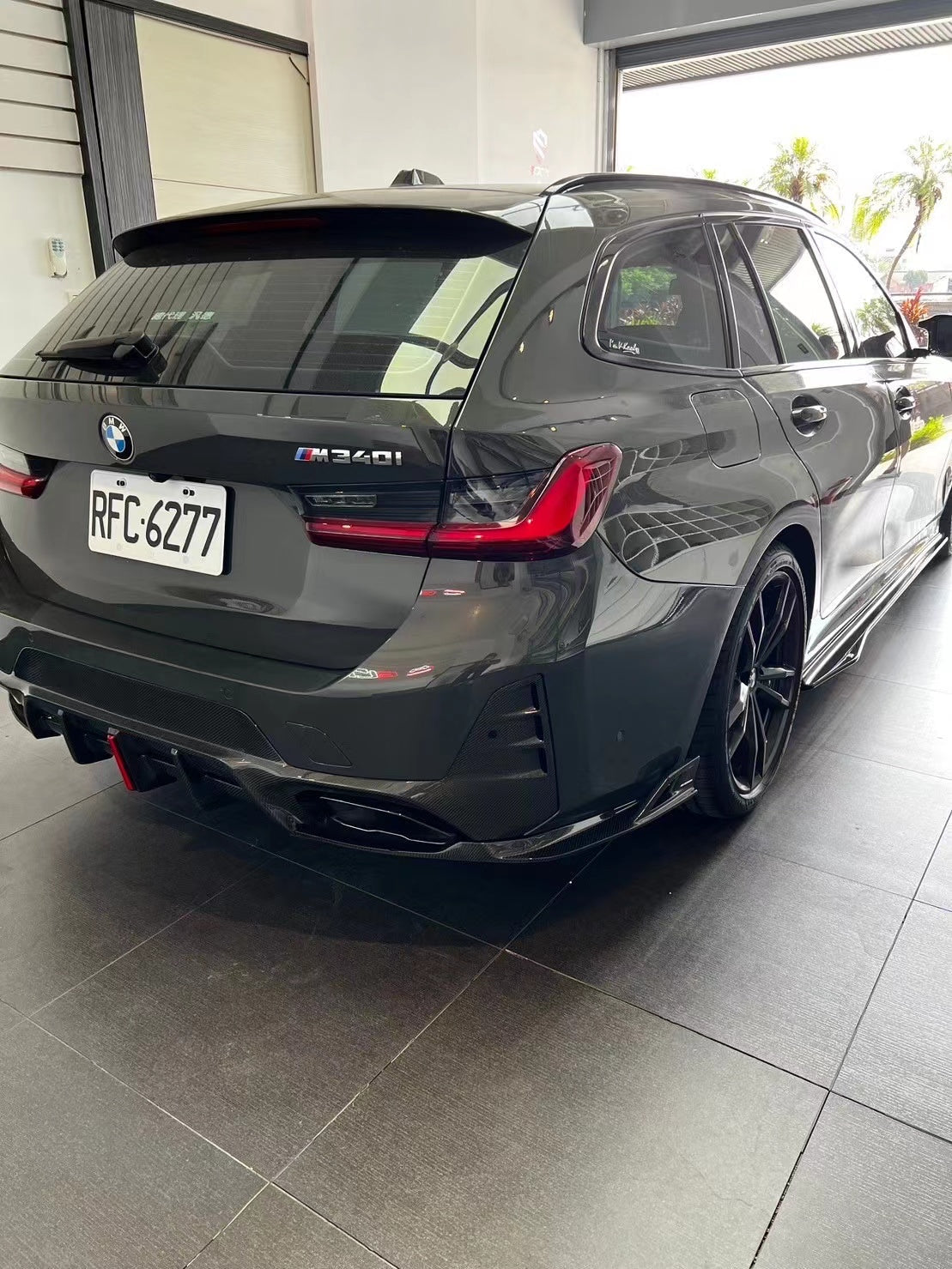 BMW 3 Series 330i (With M-Package Bumper, does not fit base model) M340i LCI G20 G21 2023 2024 2025 with Aftermarket Parts - AE V2 Style Rear Diffuser & Canards Carbon Fiber from?ArmorExtend