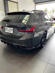 BMW 3 Series 330i (With M-Package Bumper, does not fit base model) M340i LCI G20 G21 2023 2024 2025 with Aftermarket Parts - AE V2 Style Rear Diffuser & Canards Carbon Fiber from?ArmorExtend
