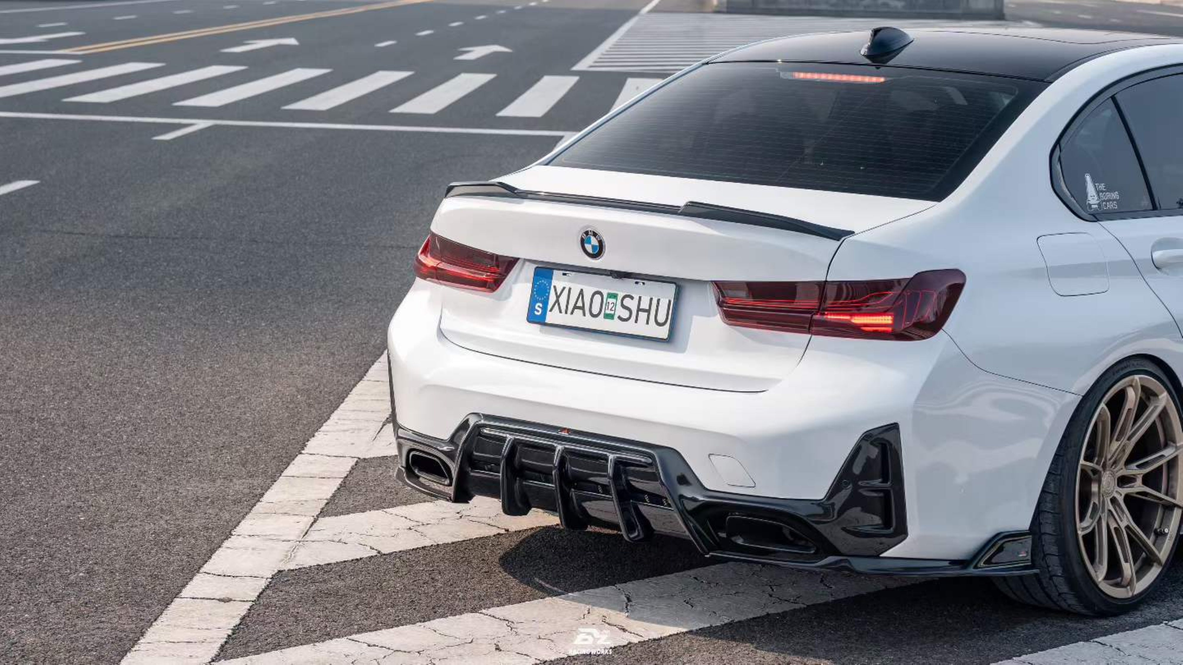 BMW 3 Series M340i 330i (With M-Package Bumper, does not fit base model) LCI G20 G21 2023-ON with Aftermarket Parts - AE V3 Style Rear Diffuser & Canards ABS from ArmorExtend