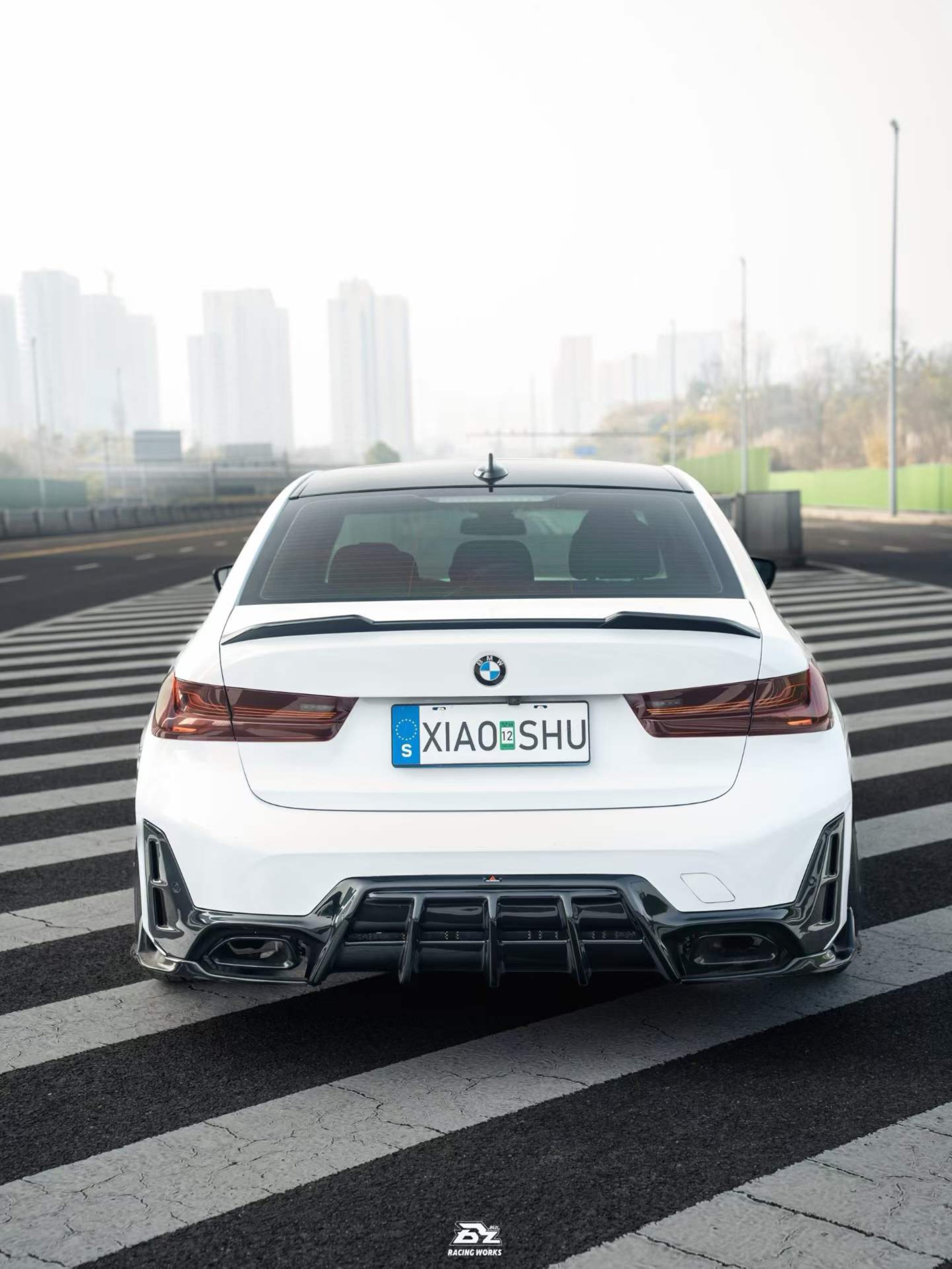 BMW 3 Series M340i 330i (With M-Package Bumper, does not fit base model) LCI G20 G21 2023-ON with Aftermarket Parts - AE V3 Style Rear Diffuser & Canards ABS from ArmorExtend