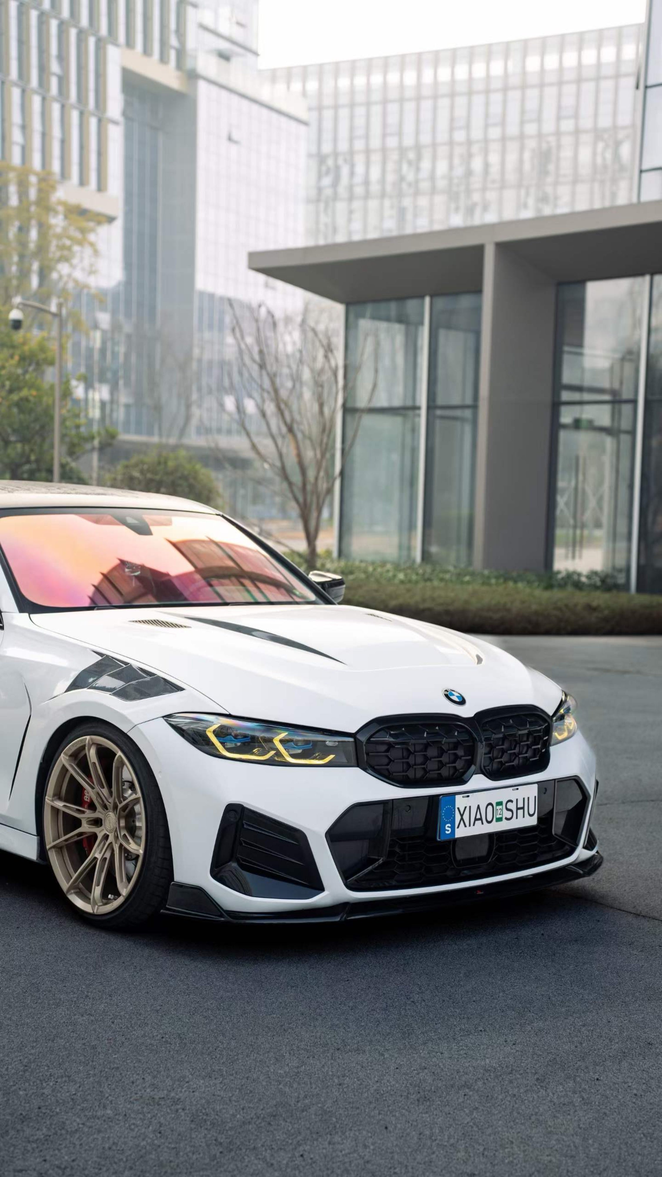 BMW 3 Series 330i (With M-Package Bumper, does not fit base model) M340i LCI G20 G21 2023 2024 with Aftermarket Parts - Plustic Style Front Lip ABS from?ArmorExtend