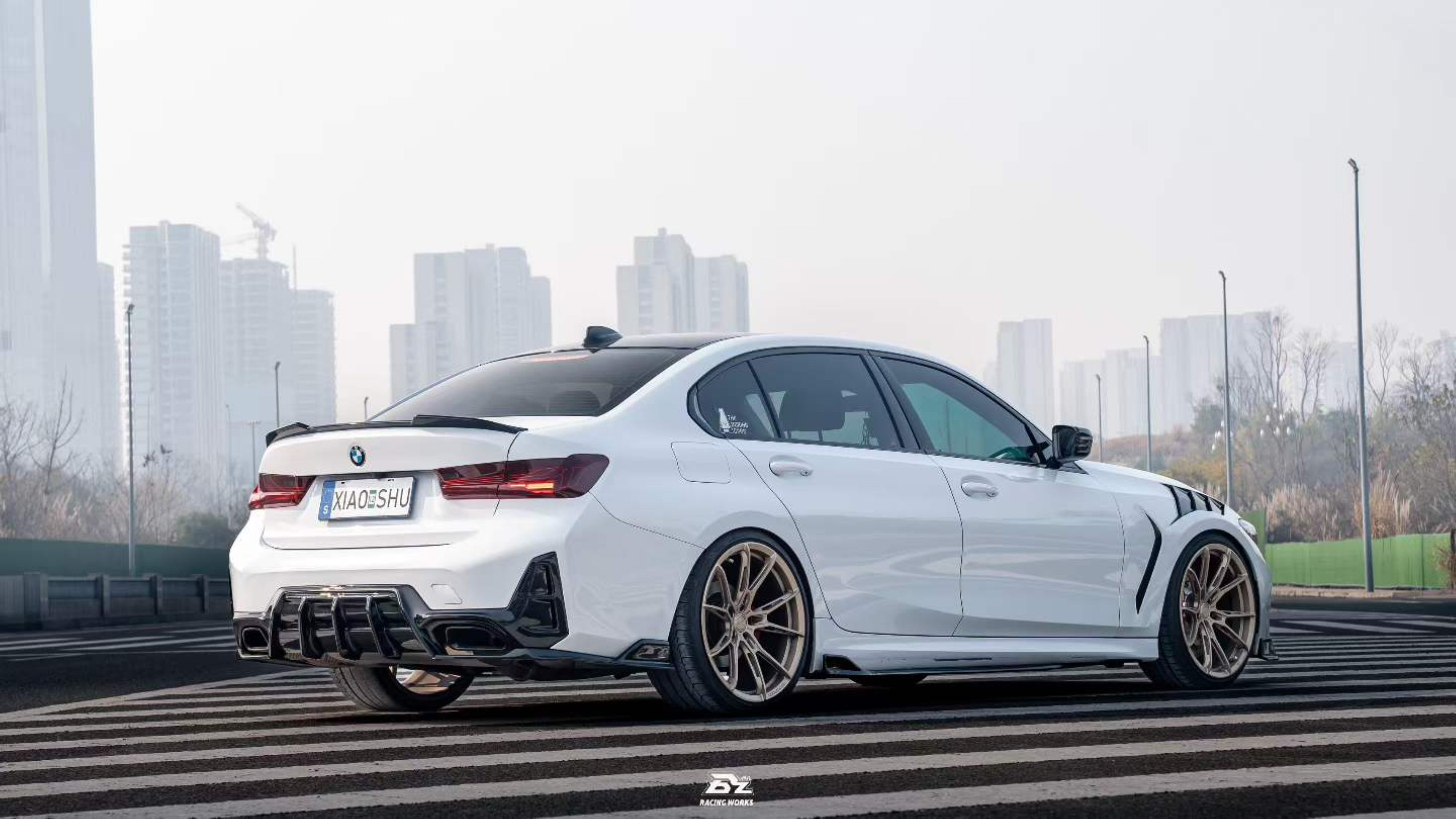 BMW 3 Series M340i 330i (With M-Package Bumper, does not fit base model) LCI G20 G21 2023-ON with Aftermarket Parts - AE V3 Style Rear Diffuser & Canards ABS from ArmorExtend