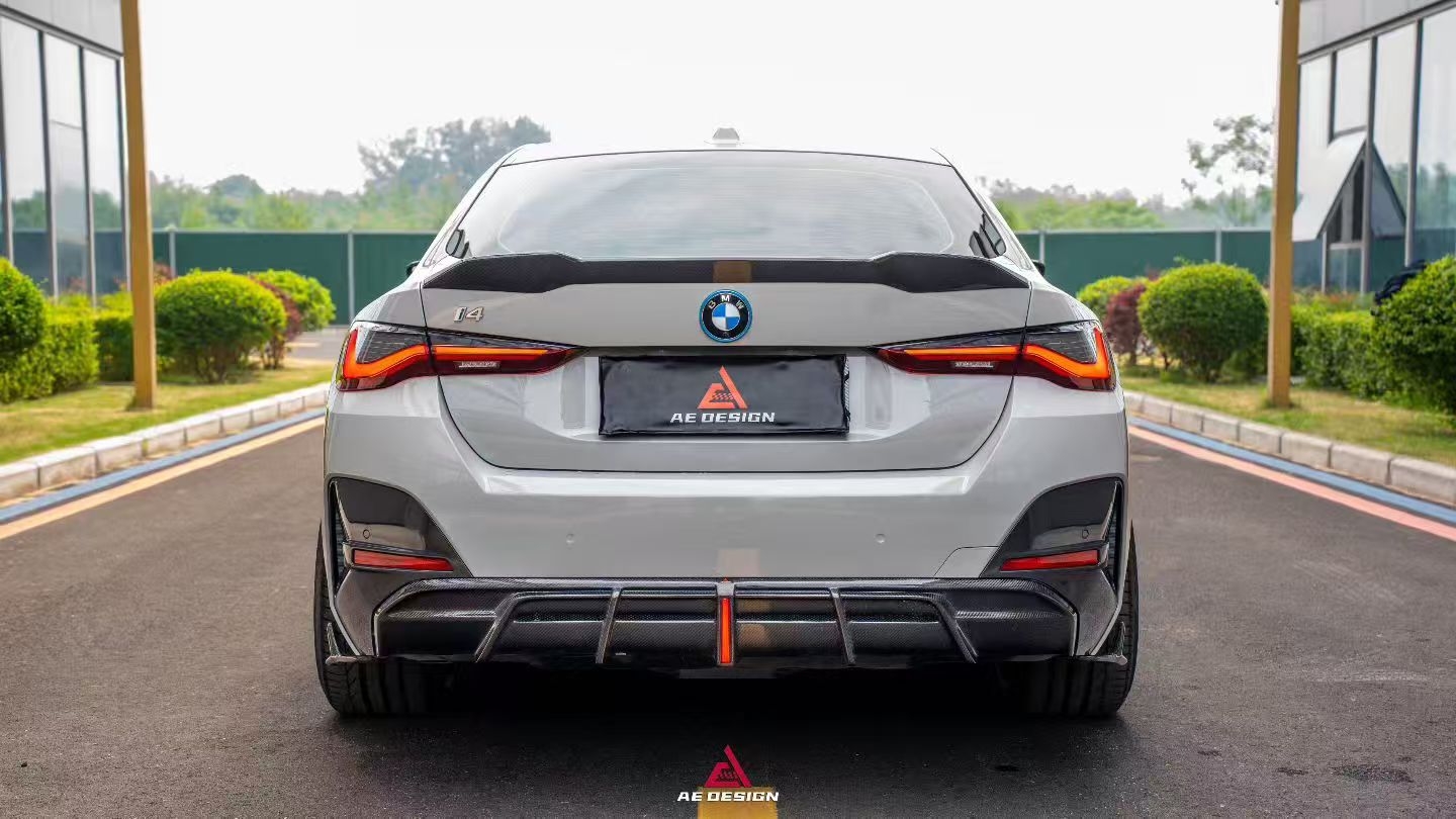 BMW I4 M50 / e Drive 40 G26 2022-ON & 4 Series Gran Coupe M440i 430i? G26 2022-ON (with M-package bumper, does not fit base model) with Aftermarket Parts - AE Style Rear Diffuser & Canards?Carbon Fiber?from ArmorExtend