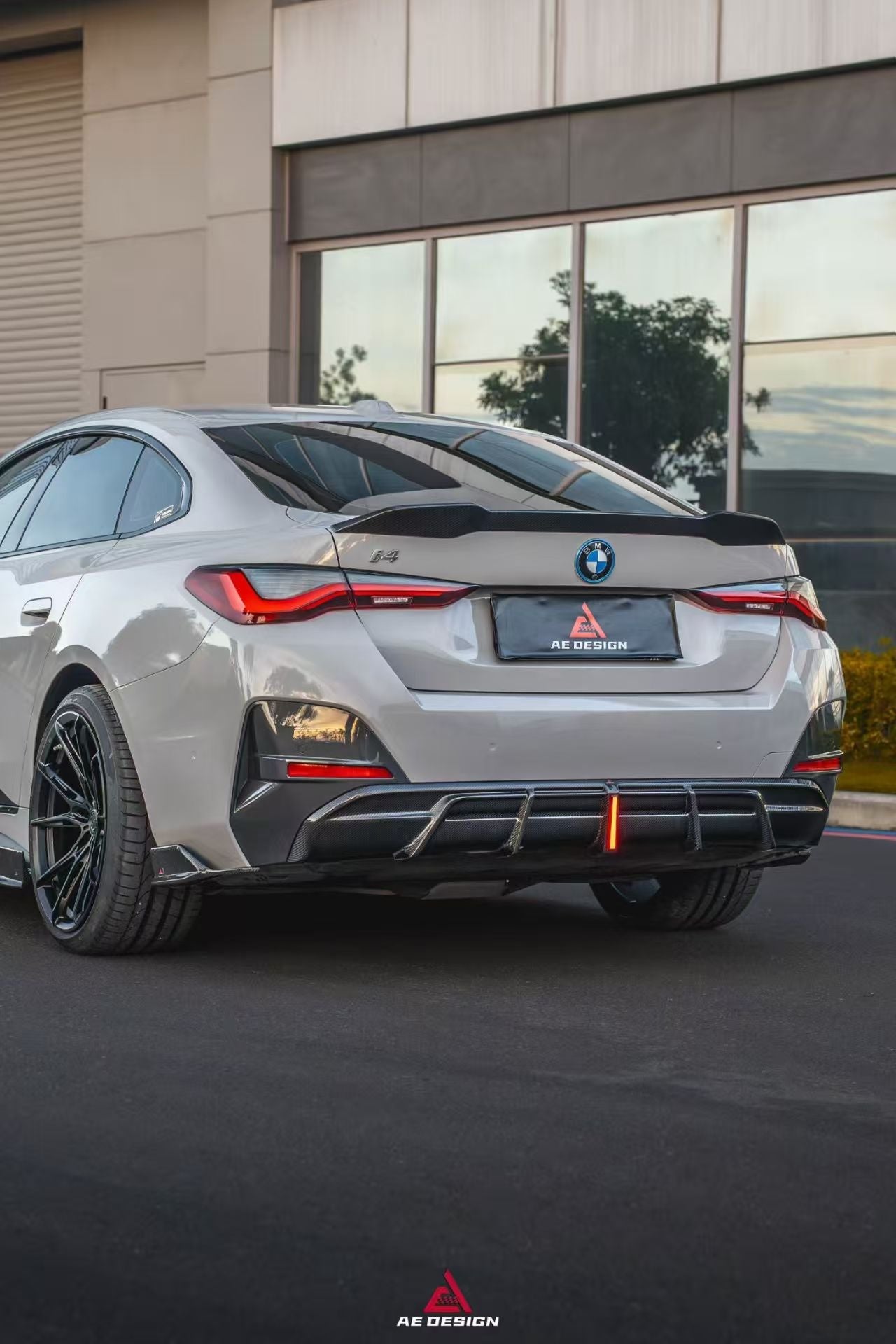 BMW I4 M50 / e Drive 40 G26 2022-ON & 4 Series Gran Coupe M440i 430i? G26 2022-ON (with M-package bumper, does not fit base model) with Aftermarket Parts - AE Style Rear Diffuser & Canards?Carbon Fiber?from ArmorExtend