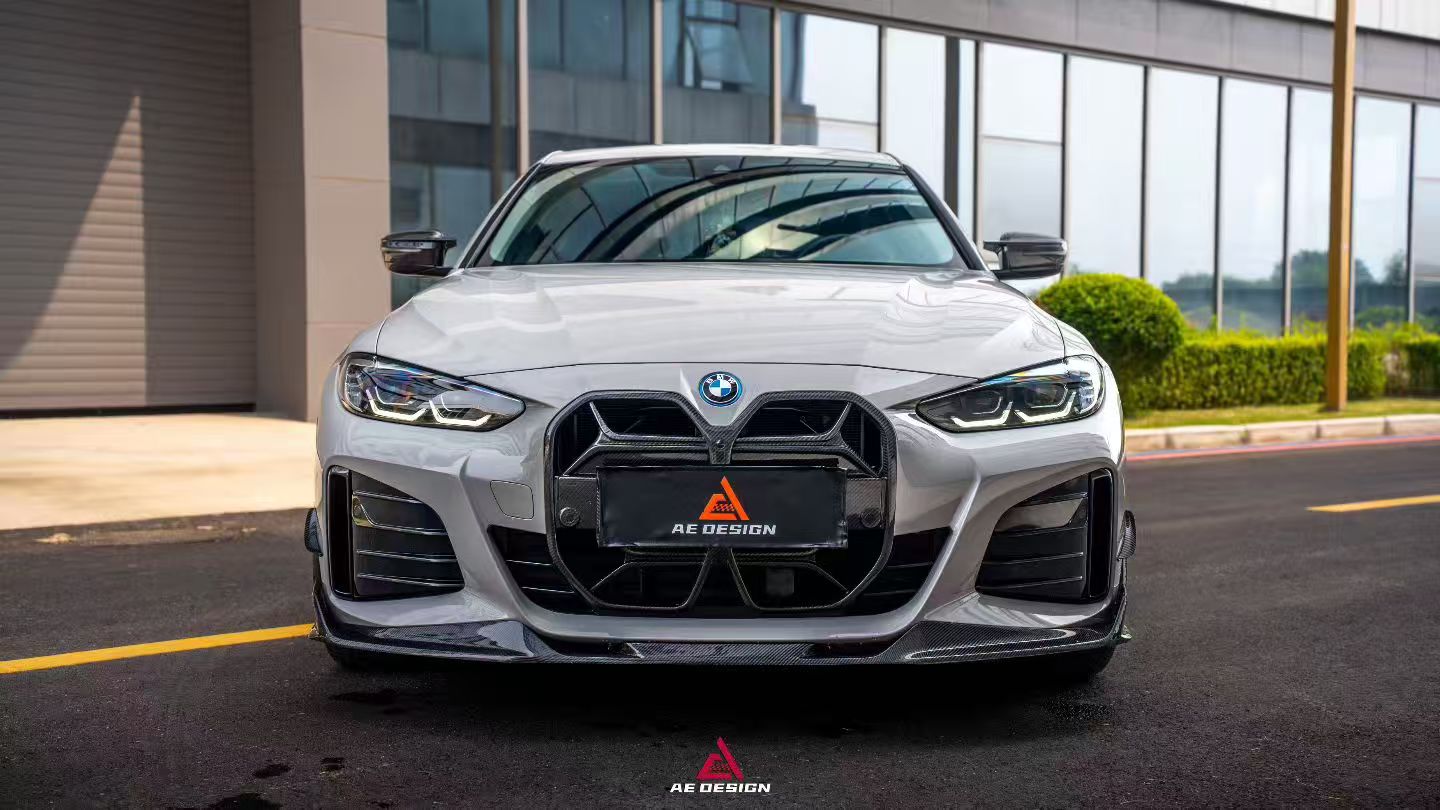 BMW I4 M50 / e Drive 40 (with M-package bumper, does not fit base model) I4 M50 / e Drive 40 & 4 Series Gran Coupe M440i 430i (with M-package bumper, does not fit base model) G26 2022 2023 2024 with Aftermarket Parts - AE Style Front Lip?Carbon Fiber / ABS from ArmorExtend