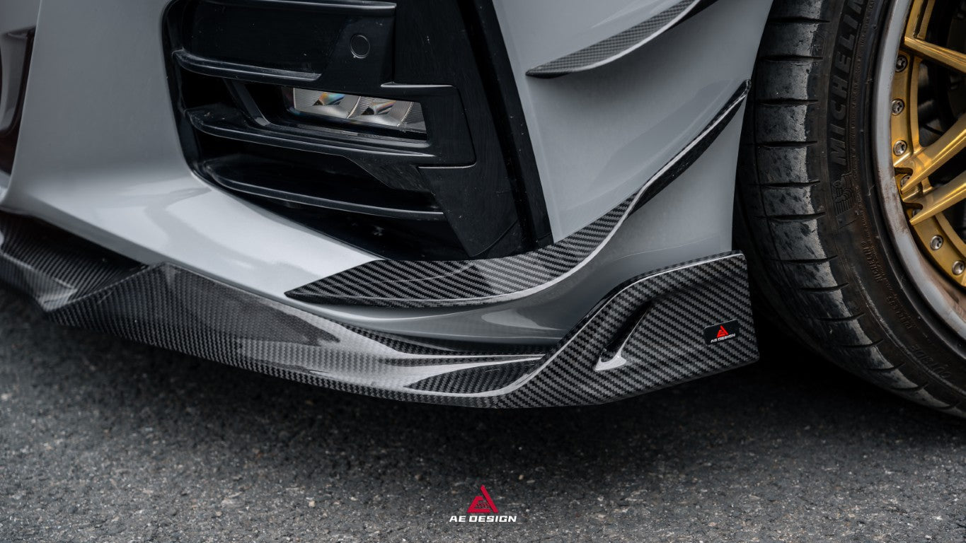 BMW 4 Series M440 430 (With M-Package Bumper, does not fit base model) G22 G23 2020-ON with Aftermarket Parts - ART Fiber Front Canards Dry Pre-preg Carbon Fiber from ArmorExtend