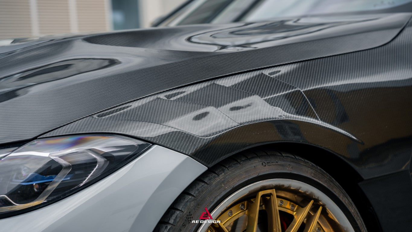 BMW 4 Series M440 430 G22 G23 2020-ON with Aftermarket Parts - ART Front Fenders Dry Pre-preg Carbon Fiber from ArmorExtend