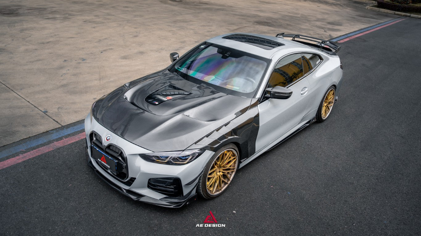  BMW 4 Series M440 430 (With M-Package Bumper, does not fit base model) G22 G23 2020-ON with Aftermarket Parts - ART Fiber Front Lip Dry Pre-preg Carbon Fiber from ArmorExtend