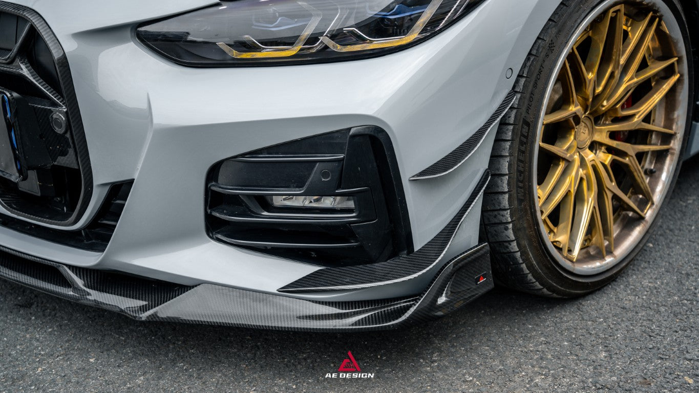  BMW 4 Series M440 430 (With M-Package Bumper, does not fit base model) G22 G23 2020-ON with Aftermarket Parts - ART Fiber Front Lip Dry Pre-preg Carbon Fiber from ArmorExtend
