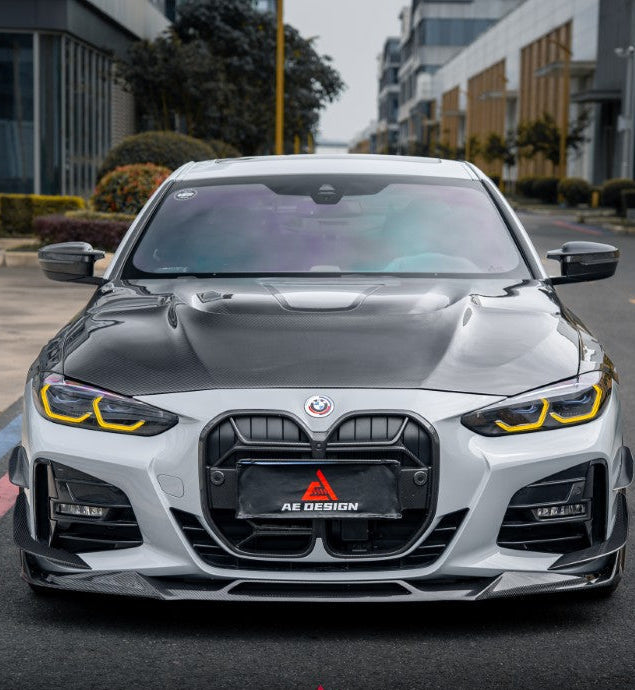  BMW 4 Series M440 430 (With M-Package Bumper, does not fit base model) G22 G23 2020-ON with Aftermarket Parts - ART Fiber Front Lip Dry Pre-preg Carbon Fiber from ArmorExtend 